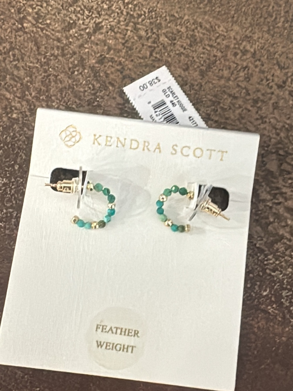 Kendra Scott Gold Mini Hoop Earrings with Green Beads